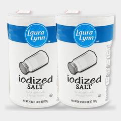 2 Containers Laura Lynn Iodized Salt, 26 oz