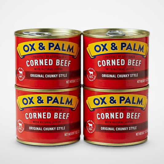 4 Cans of Ox & Palm Corned Beef Original Chunky Style, 7 oz