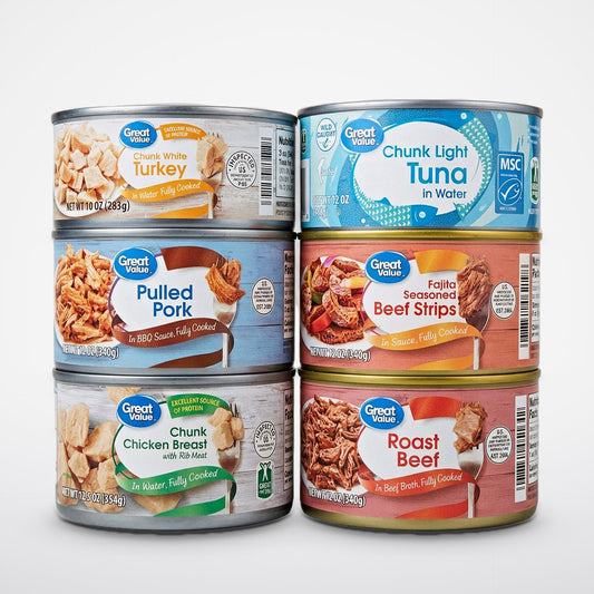 6 Cans Great Value Meat Fajita Strips Roast Beef Pork Tuna Chicken Turkey