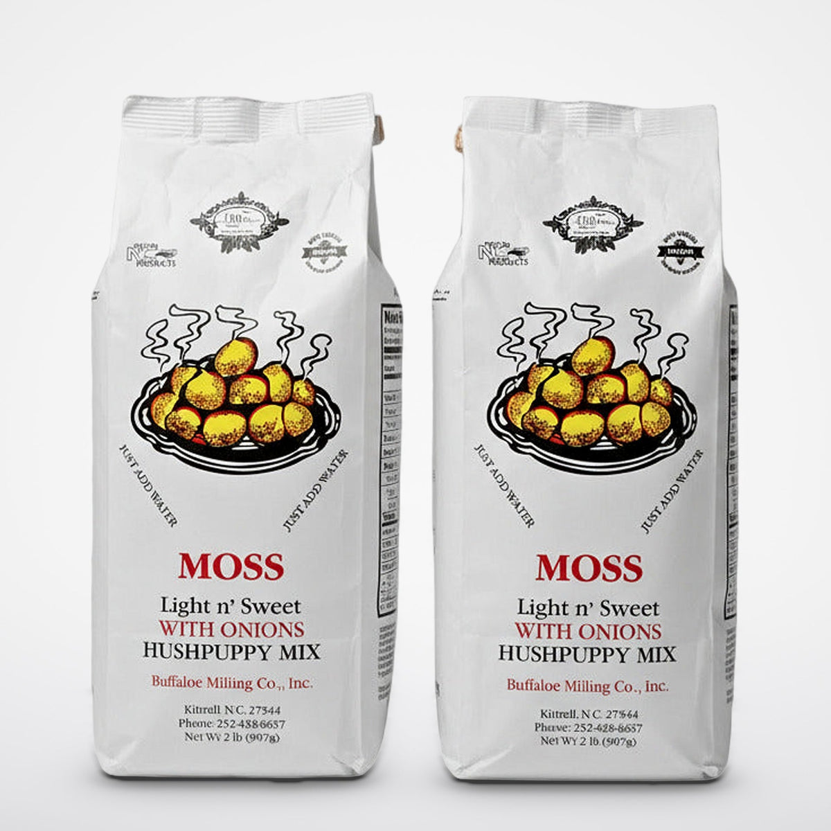 2 Bags of Moss Light n' Sweet Hushpuppy with Onion Mix, 2 lb