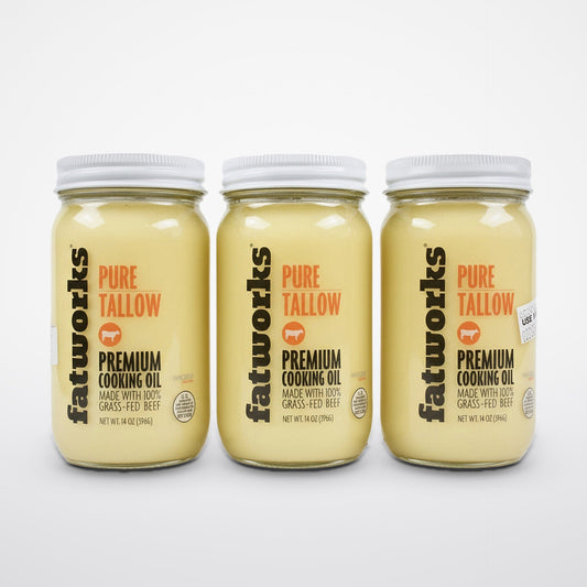 3 Jars Fatworks Pure Grass-Fed Beef Tallow 14 Oz