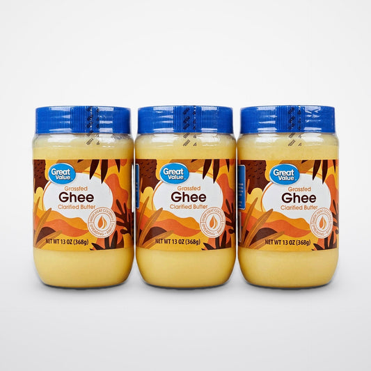3 Jars Great Value Grass-Fed Ghee Clarified Butter 13 Oz