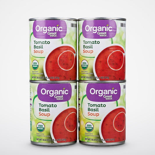 4 Cans of Great Value Organic Tomato Basil Soup, 18.6 oz