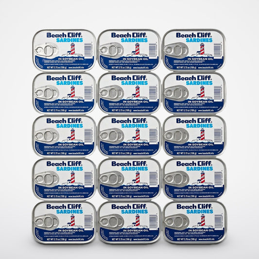 Beach Cliff Sardines in Soybean Oil Herring Fish Can Snack Kipper Fresh