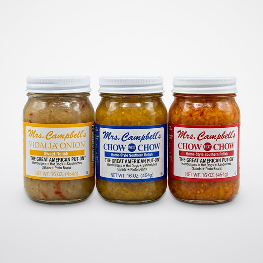 Mrs. Campbell's Chow Chow Sampler 3 Jars: Regular, Hot & Sweet Vidalia (Copy)