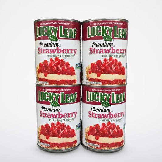 4 Cans of Lucky Leaf Premium Strawberry Fruit Filling & Topping, 21 oz