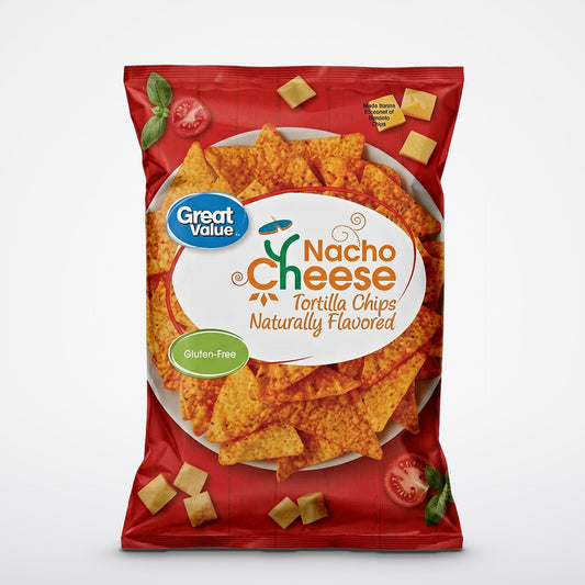 Great Value Nacho Cheese Tortilla Corn Chips Party Size 15 oz