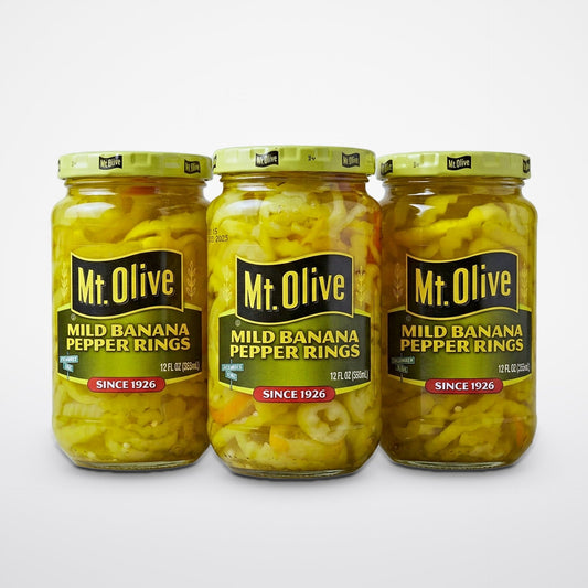 3 Jars of Mount Olive Mild Banana Pepper Rings, 12 oz