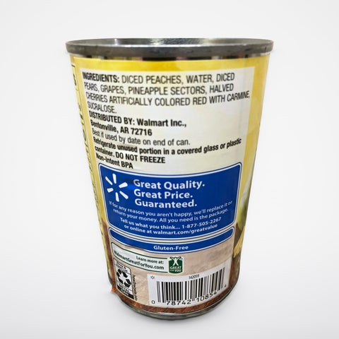 6 Cans of Great Value No Sugar Added Fruit Cocktail in Water, 14.5 oz