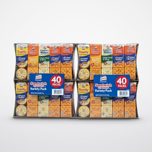 80 Pack Lance Sandwich Crackers Variety Pack: Nipchee, Toasty, Captain's Wafers