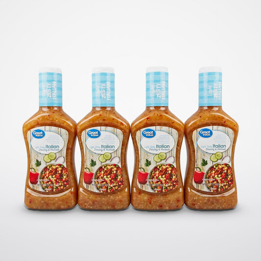 4 Bottles of Great Value Light Zesty Italian Salad Dressing, 16 oz