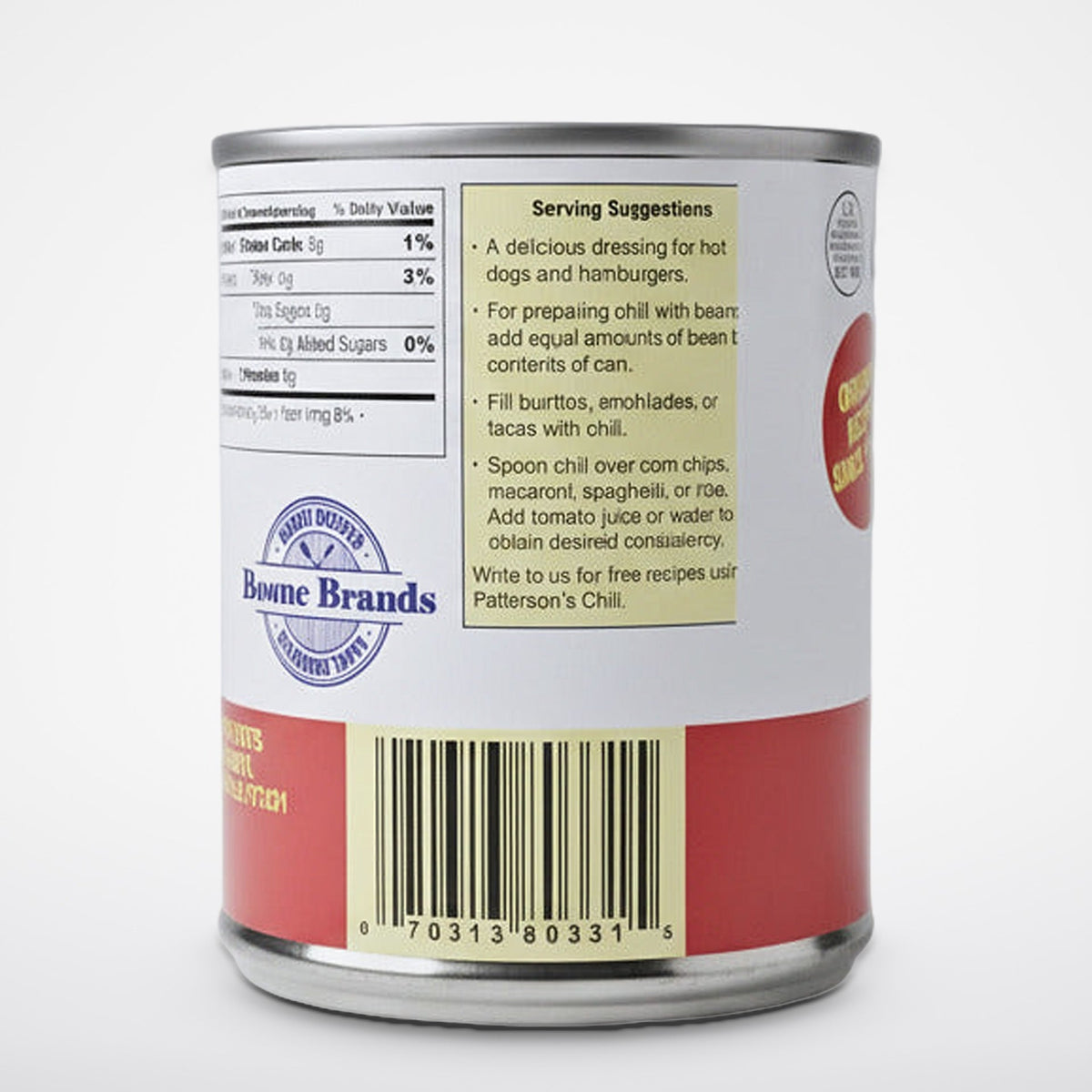 Pattersons Beef Hot Dog Chili Original Recipe, 8 oz Cans