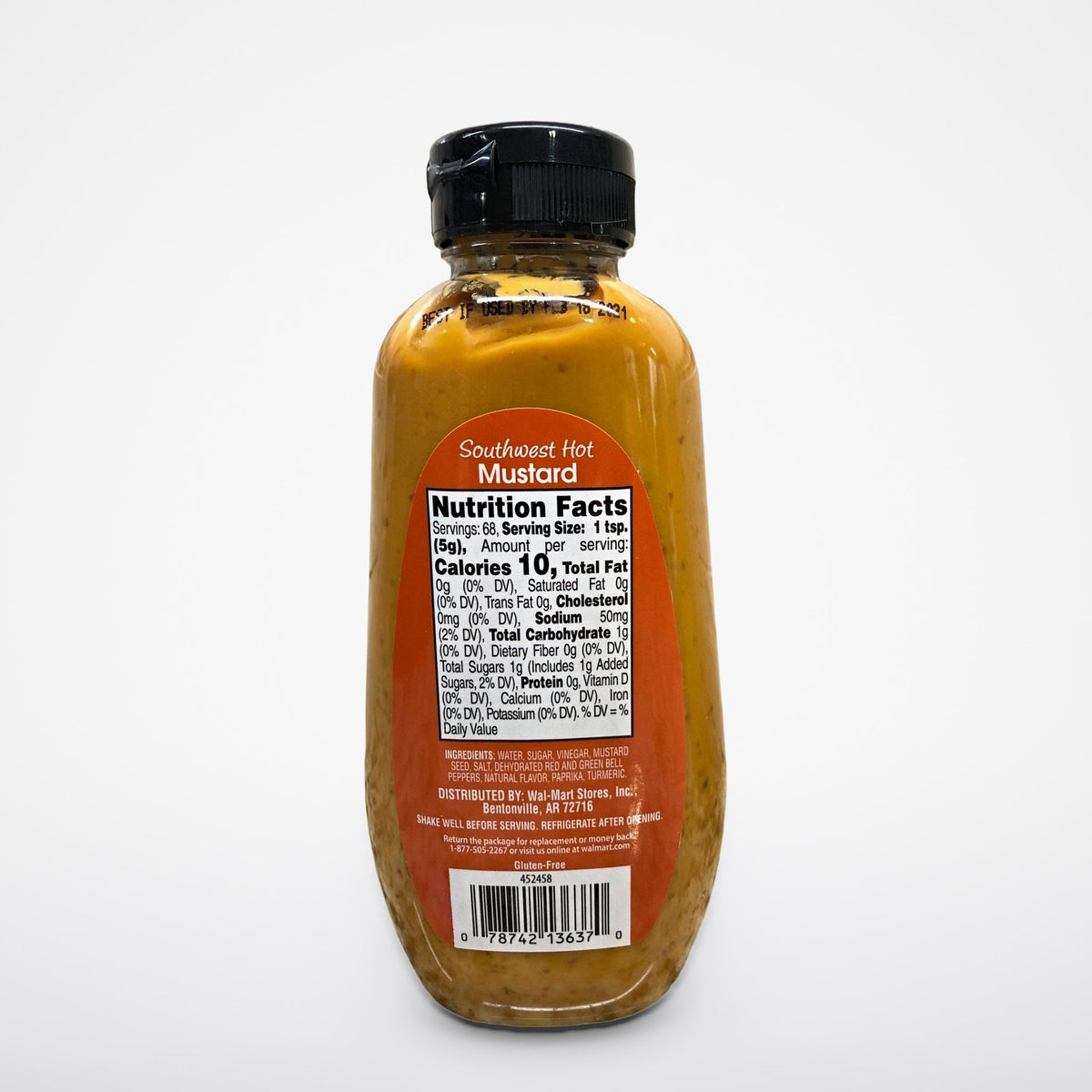 Great Value Squeeze Bottle Southwest Hot Mustard, 12 oz