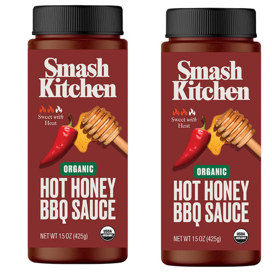 2 Bottles of Organic Smash Kitchen Hot Honey BBQ Sauce, 15 oz