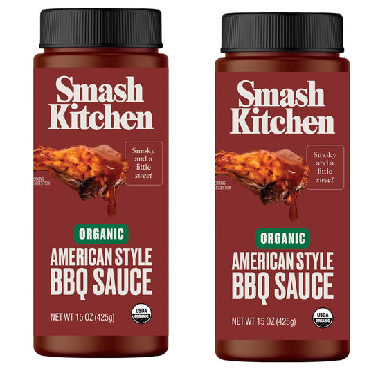 2 Bottles of Organic Smash Kitchen American Style BBQ Sauce, 15 oz