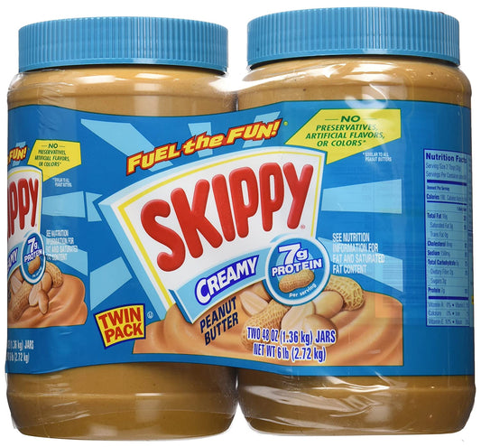 2 Jars Skippy Creamy Peanut Butter Spread 2 pk 48 oz