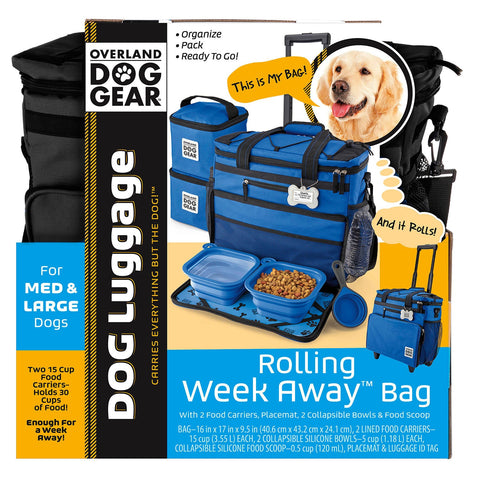 BLACK Overland Dog Gear Rolling Week Away Bag Lined Food Carrier Puppy