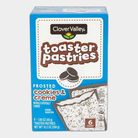 2 Boxes Clover Valley Frosted Cookies & Crème Toaster Pastries, 6 ct