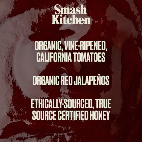 2 BOTTLES Organic Smash Kitchen Hot Honey BBQ Sauce 15 oz Barbecue