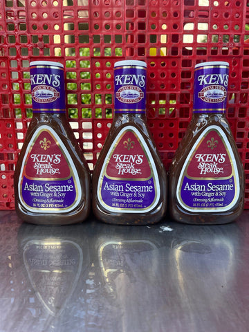 3 BOTTLES Ken's Steak House Asian Sesame with Ginger & Soy Salad Dressing 16 oz