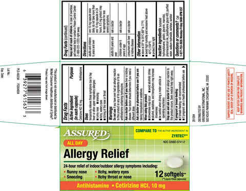 6 Bottles Assured All Day Allergy Relief 12 ct softgels like Zyrtec