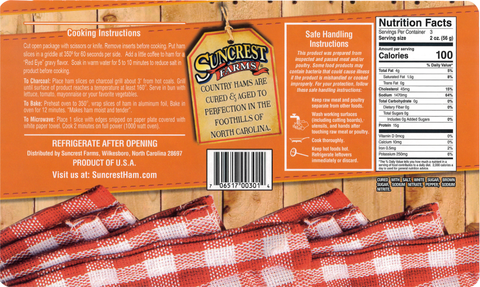 Suncrest Farms Old Fashioned Cured Country Ham Center Slices Pork NC