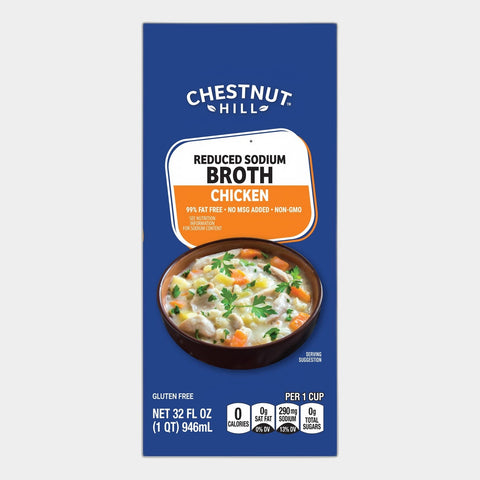 3 Cartons Chestnut Hill Chicken Reduced Sodium Broth, 32 fl oz