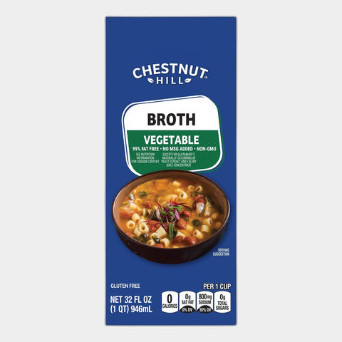 3 Cartons Chestnut Hill Vegetable Broth, 32 fl oz