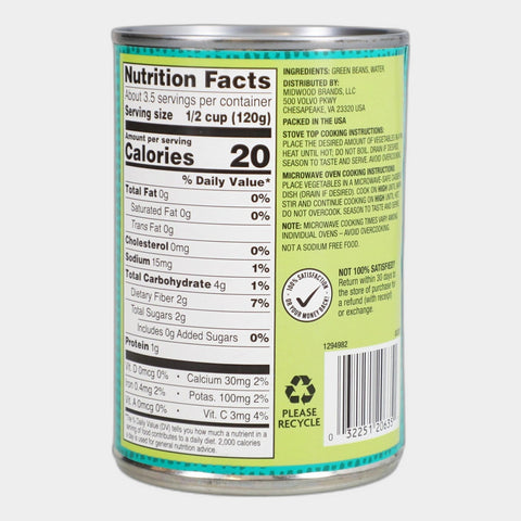 6 Cans Chestnut Hill No Salt Cut Green Beans, 14.5 oz