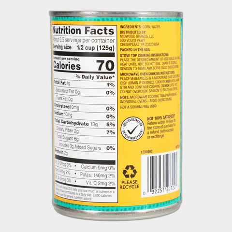 6 Cans Chestnut Hill No Salt Whole Kernel Corn, 15.25 oz