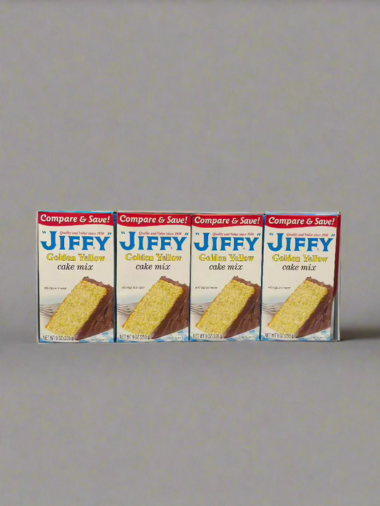 4 Boxes of Old Fashioned Jiffy Golden Yellow Cake Mix, 9 oz