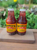 2 Bottles George's Hot Barbecue Sauce 16 oz BBQ Wing Marinade Dip