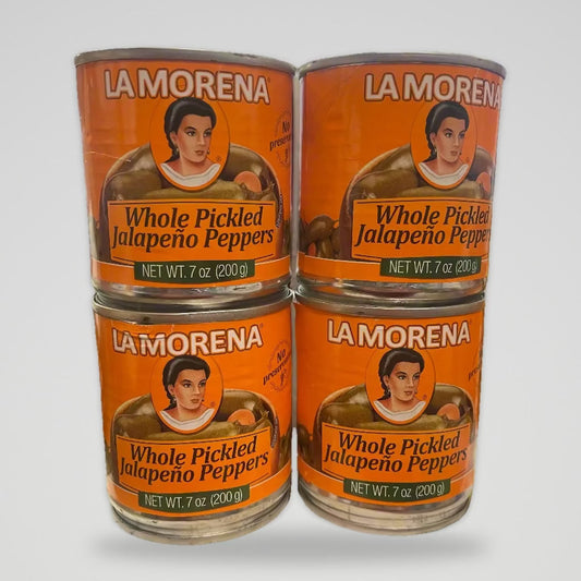 4 Cans of La Morena Whole Green Pickled Jalapeno Peppers, 7 oz