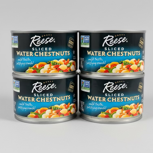 4 Cans of Reese Sliced Water Chestnuts 8 oz Can