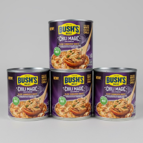 4 CANS Bush's Chili Magic Slow Simmered White Beans in Mild Chili Sauce