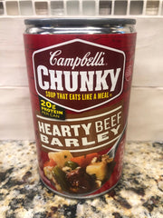 12 Campbell's CHUNKY Hearty Beef Barley Soup 19 oz Cans Stew FREE SHIP