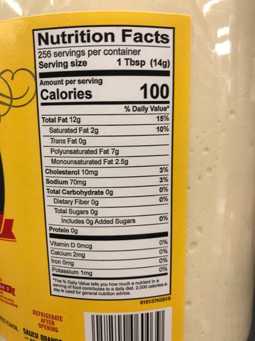 Duke's Mayonnaise 1 GALLON Jar of Duke Dukes thick, creamy Mayo sauce (Copy)