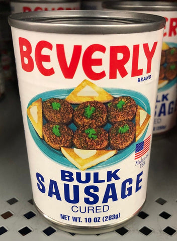 Beverly Bulk Sausage Cured 10 oz Can breakfast eggs grits hashbrowns toast