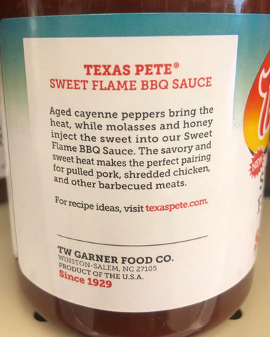 3 BOTTLES Texas Pete Sweet Flame BBQ Sauce 17.5 oz Barbeque Honey Pork