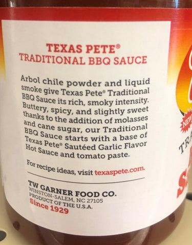 3 BOTTLES Texas Pete Traditional BBQ Sauce 18 oz Barbeque Beef Pork