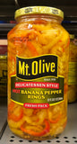 Mount Olive Deli Style HOT Banana Pepper Rings 32 oz Mt Pickles Quart