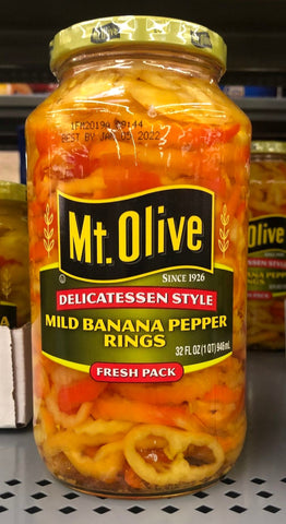 Mount Olive Deli Style MILD Banana Pepper Rings 32 oz Mt Pickles Quart (Copy)