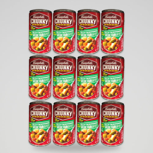 12 Cans of Campbell's Chunky Old Fashioned Vegetable Beef Soup, 18.8 oz