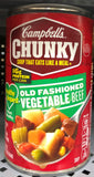12 Campbell's CHUNKY Old Fashioned Vegetable Beef Soup 18.8 oz Cans