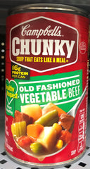 12 Campbell's CHUNKY Old Fashioned Vegetable Beef Soup 18.8 oz Cans