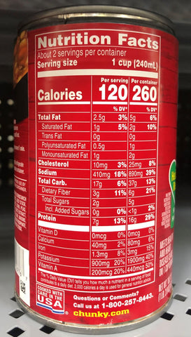 12 Cans of Campbell's Chunky Old Fashioned Vegetable Beef Soup, 18.8 oz