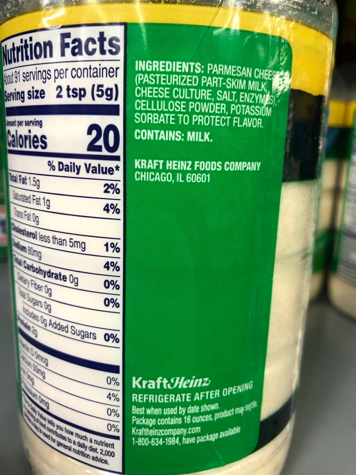 Kraft Grated Cheese Parmesan Cheese 16 oz Jar