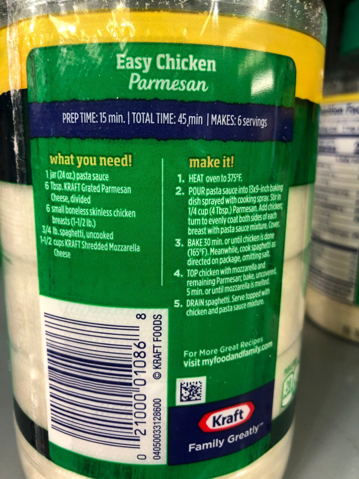 Kraft Grated Cheese Parmesan Cheese 16 oz Jar