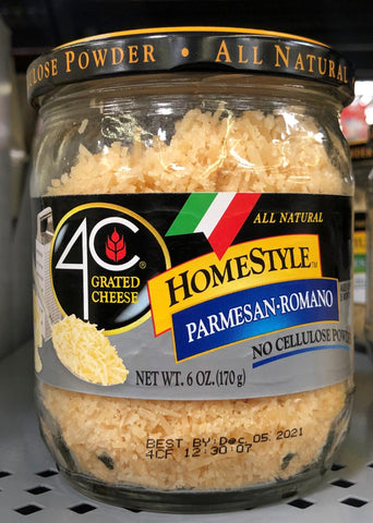 4C HomeStyle Parmesan Romano Grated Cheese 6 oz. Jar Spaghetti Alfredo