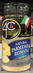 4C Imported Parmesan Romano Grated Cheese 8 oz. Jar Spaghetti Alfredo